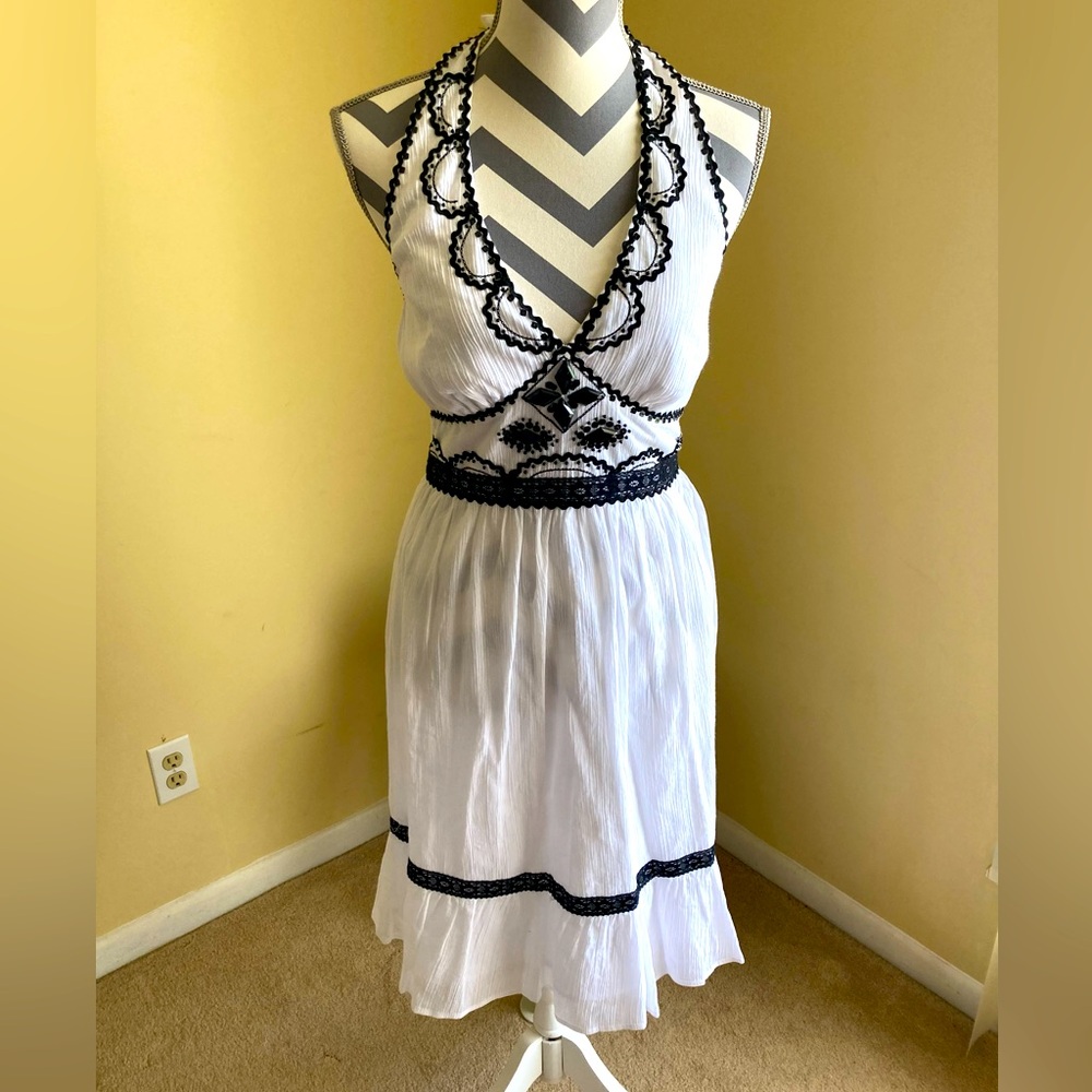 Black and white halter summer dress